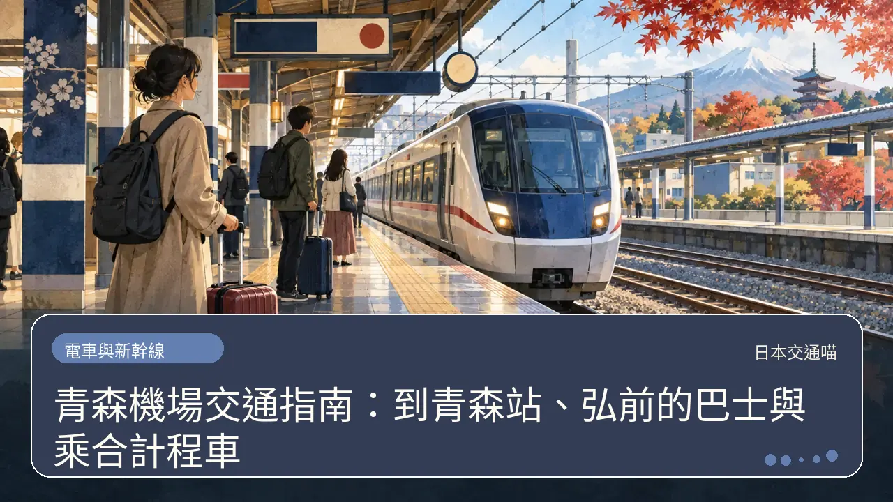 青森機場交通指南：到青森站、弘前的巴士與乘合計程車主題插畫