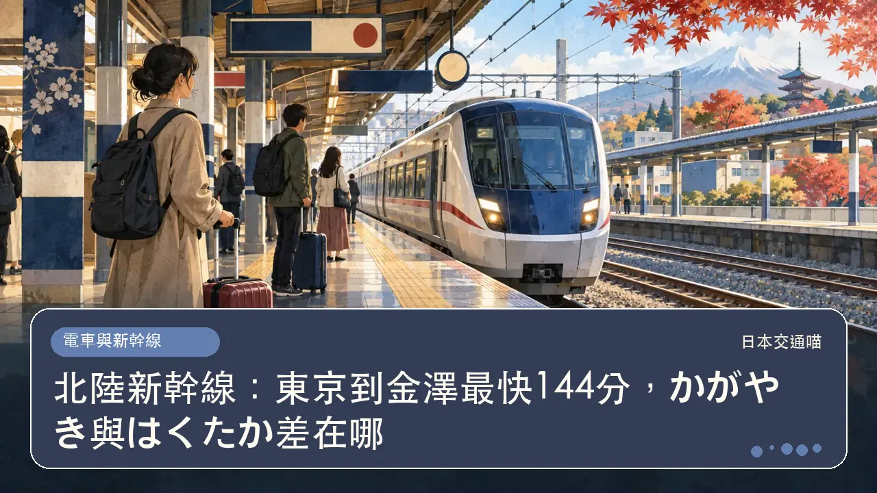 北陸新幹線：東京到金澤最快144分，かがやき與はくたか差在哪主題插畫