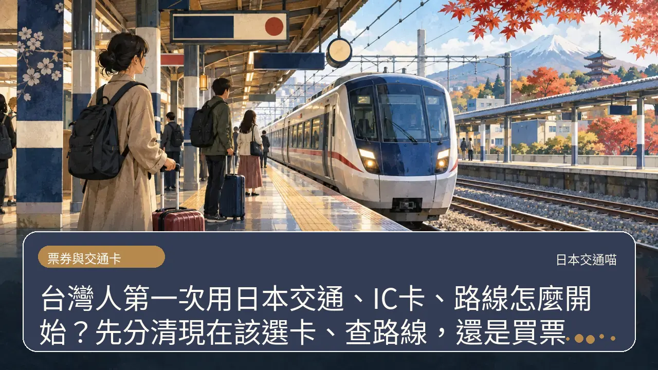 台灣人第一次用日本交通、IC卡、路線怎麼開始?先分清現在該選卡、查路線,還是買票主題插畫