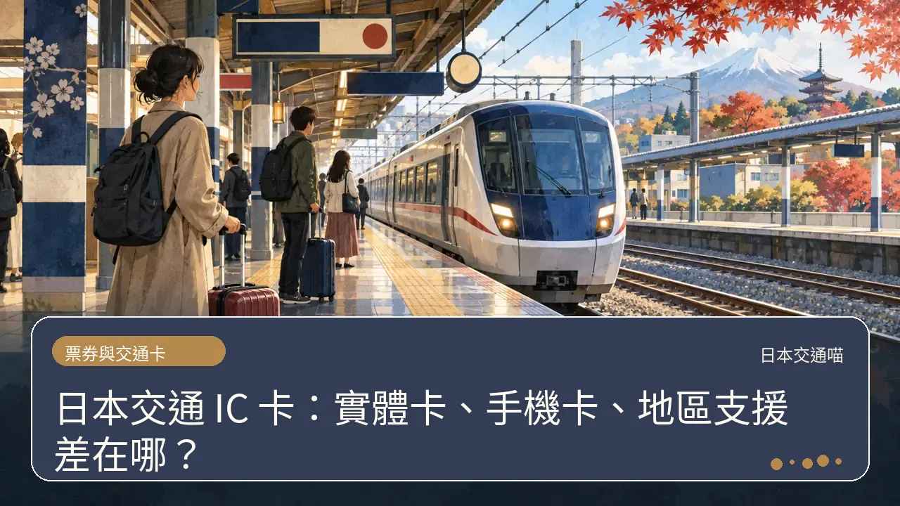 日本交通 IC 卡:實體卡、手機卡、地區支援差在哪?主題插畫