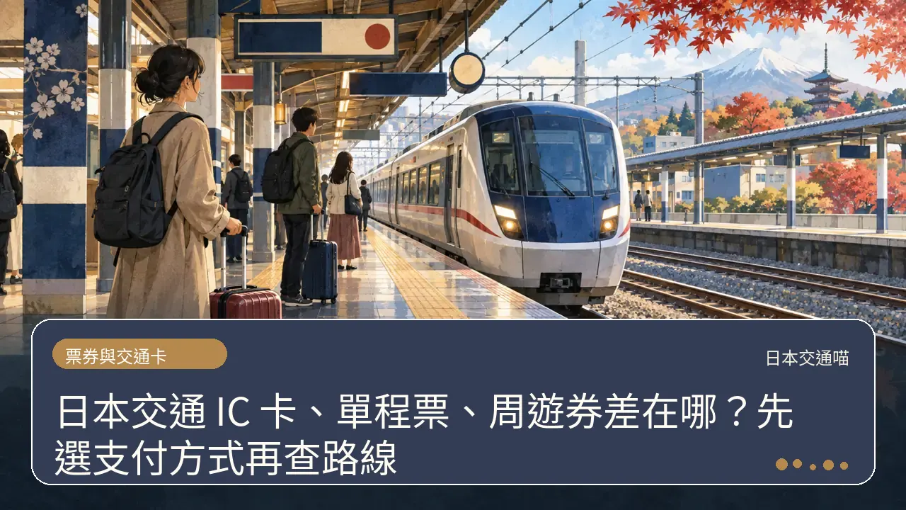 日本交通 IC 卡、單程票、周遊券差在哪?先選支付方式再查路線主題插畫