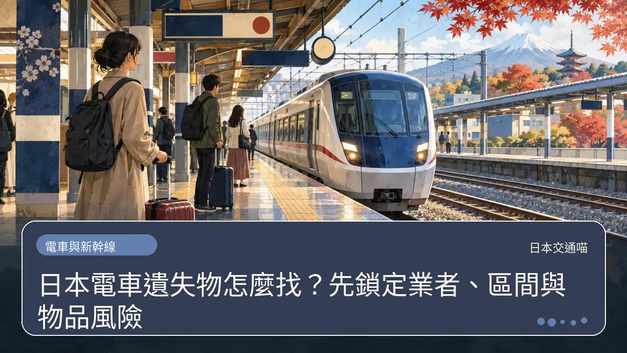日本電車遺失物怎麼找？先鎖定業者、區間與物品風險主題插畫