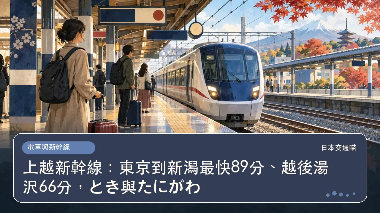上越新幹線：東京到新潟最快89分、越後湯沢66分，とき與たにがわ主題插畫