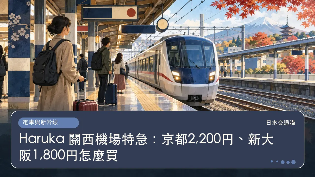 Haruka 關西機場特急:京都2,200円、新大阪1,800円怎麼買主題插畫