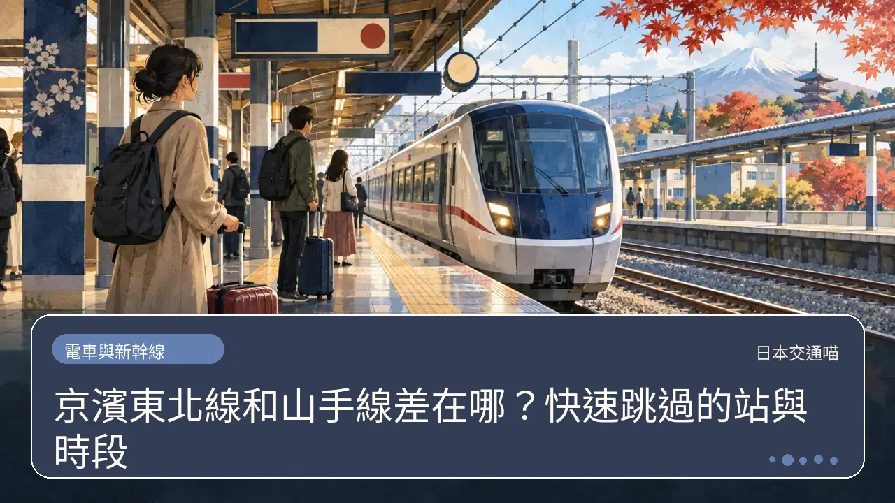 京濱東北線和山手線差在哪?快速跳過的站與時段主題插畫