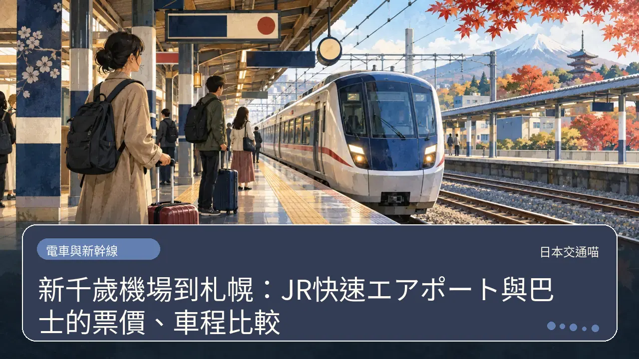 新千歲機場到札幌:JR快速エアポート與巴士的票價、車程比較主題插畫
