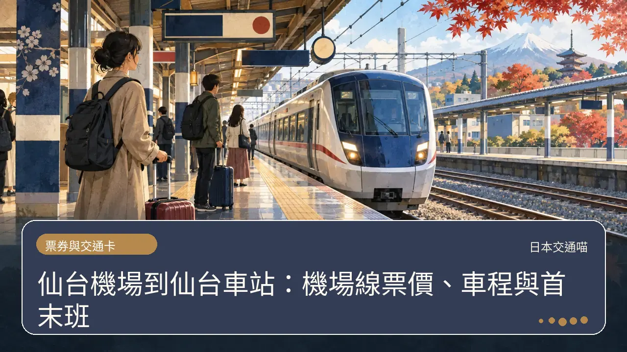 仙台機場到仙台車站:機場線票價、車程與首末班主題插畫