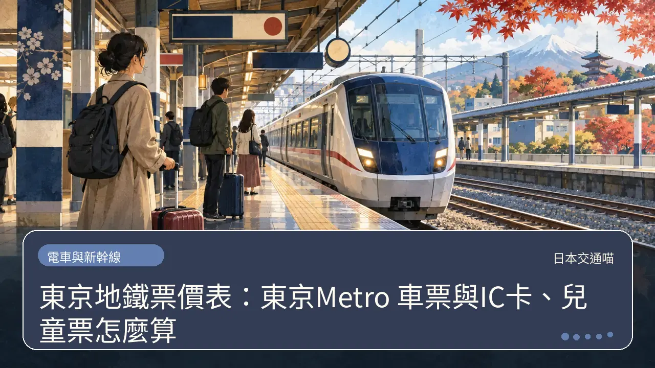 東京地鐵票價表：東京Metro 車票與IC卡、兒童票怎麼算主題插畫