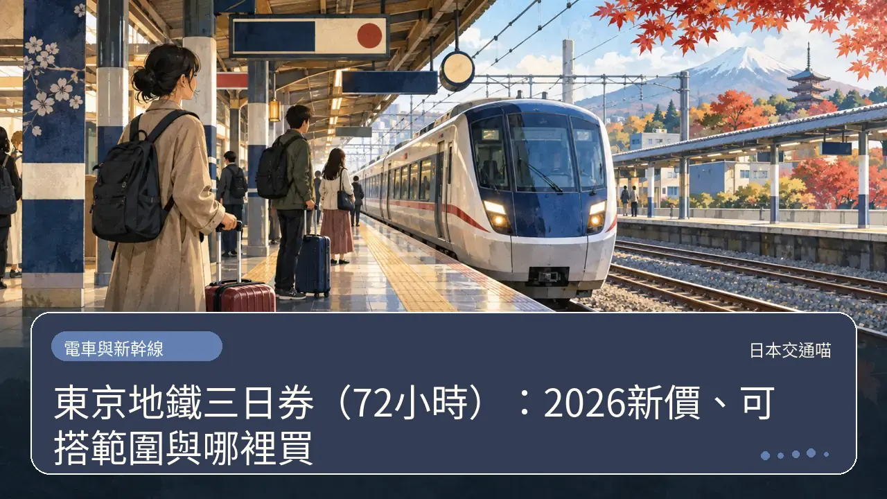 東京地鐵三日券(72小時):2026新價、可搭範圍與哪裡買主題插畫